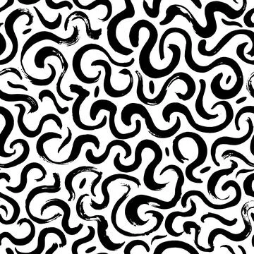 Wavy doodle brush strokes vector seamless pattern. Illustrazione stock