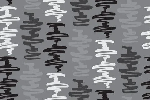 Wavy doodle seamless pattern. Bold ink lines ornament. Hand 스톡 일러스트