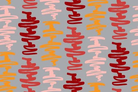 Wavy doodle seamless pattern. Bold ink lines ornament. Hand Stock Illustration