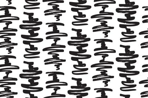 Wavy doodle seamless pattern. Bold ink lines ornament. Hand 스톡 일러스트