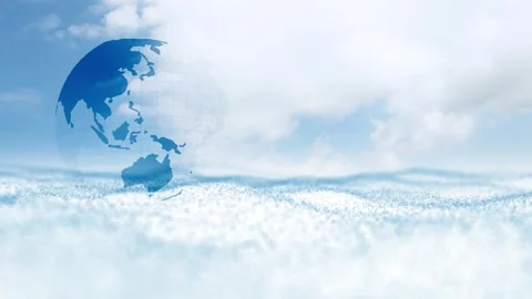 Wavy dots sky background with earth globe rotation 库存影片 337238350