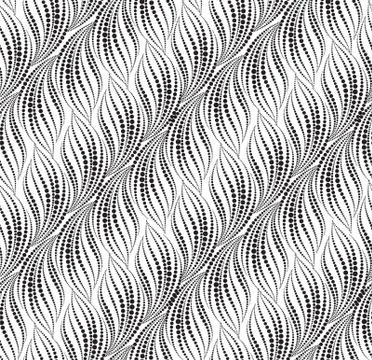 Wavy dotted line seamless pattern. Ornamental wavy texture. Stock Illustration