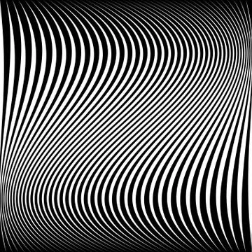 Wavy dynamic irregular lines monochrome pattern. Stock Illustration