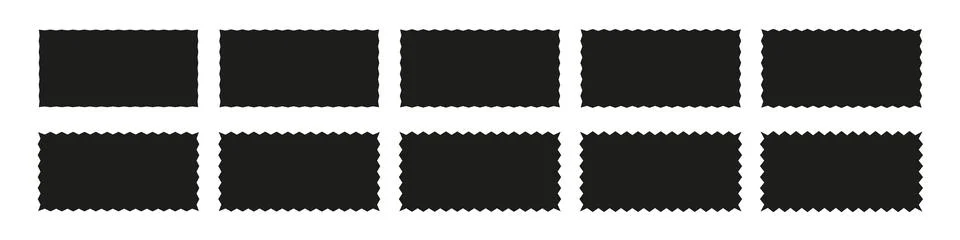 Wavy edge frames scalloped borders , rectangle and square box. Squiggle waves Stock Illustration