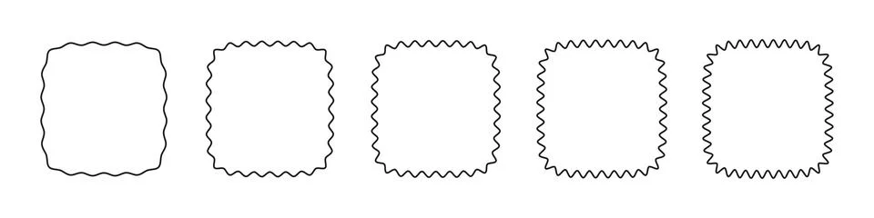 Wavy edge frames scalloped borders , rectangle and square box. Squiggle waves Stock Illustration