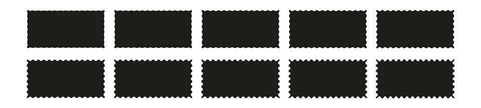 Wavy edge frames scalloped borders , rectangle and square box. Squiggle waves Stock Illustration
