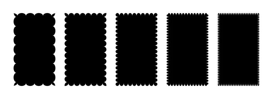 Wavy edge rectangular frame collection. Jagged rectangle border element set Stock Illustration