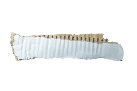 Wavy edge of a torn piece of paper with a textured brown cardboard strip on one 스톡 사진