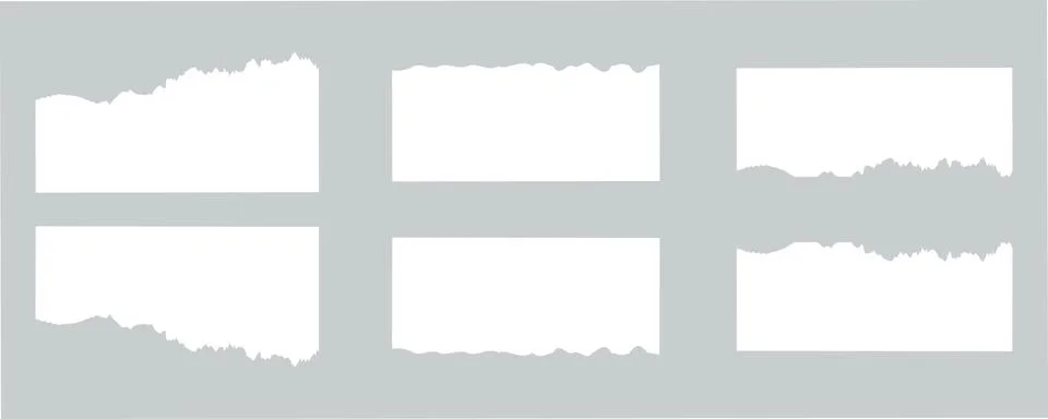 Wavy Edged Torn Paper Bars Vector Collection Stock Illustration