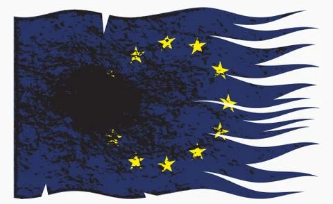 Wavy EU Flag Grunged Stock Illustration