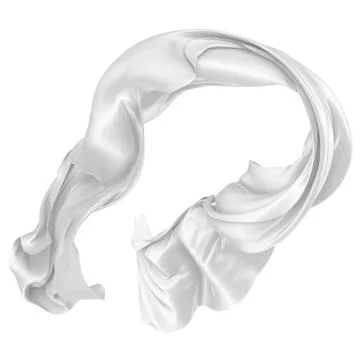 Wavy fabric on a white background. 3D rendering. Stock Illustration