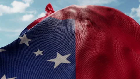 Wavy flag of Samoa blowing in the wind in slow motion. Waving official Samoan Stock Footage 250616102