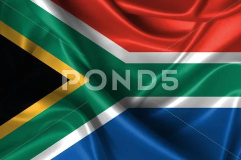 Wavy flag of south africa Stock Illustration