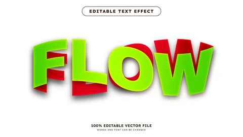 Wavy Flow 3D Editable Text Effect Editable Font Style Stock Illustration