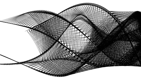 Wavy flowing black lines create abstract graphic shapes (FULL HD) Stock Footage 65461790