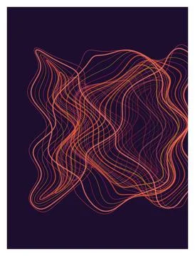 Wavy fluid lines pattern in warm orange tones on dark background. Stock Illustration