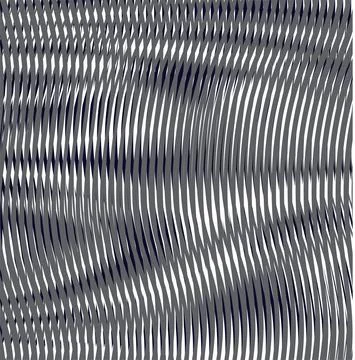 Wavy futuristic abstract linear vector moire monochrome texture. Illustrazione stock