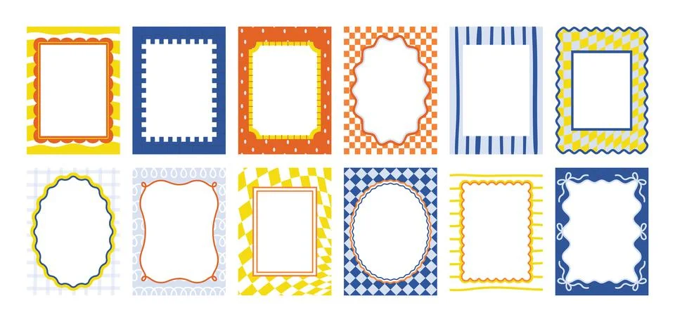 Wavy Geometric Doodle Frame Borders Set Stock-Illustration