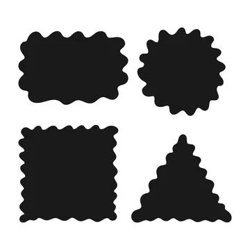 Wavy geometric frames. Hand drawn curvy doodle frames in circle, square 스톡 일러스트