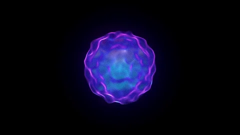 Wavy glowing 3D sphere made of neon moving particles Stock Footage 250627081