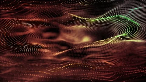 Wavy gold dust particles move smoothly on a black background. Stock Footage 224363711