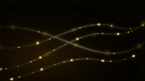 Wavy golden light strings with star shaped glowing on a dark background 動画素材 336365283