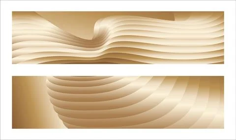 Wavy golden parallel gradient lines, ribbons, silk. Golden with shades of y.. 库存插图