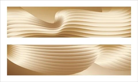 Wavy golden parallel gradient lines, ribbons, silk. Golden with shades of y.. Stock Illustration