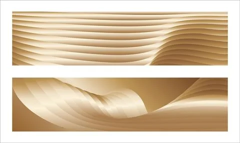 Wavy golden parallel gradient lines, ribbons, silk. Golden with shades of y.. Illustrazione stock