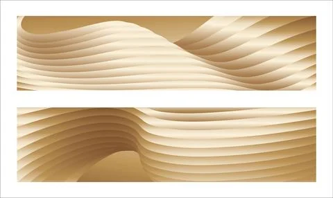 Wavy golden parallel gradient lines, ribbons, silk. Golden with shades of y.. Stock Illustration