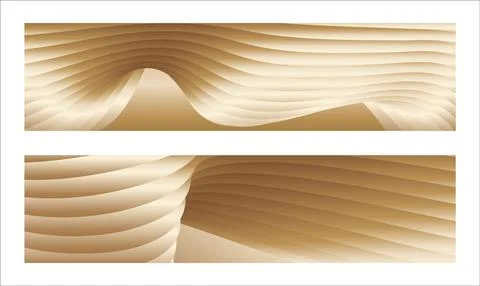 Wavy golden parallel gradient lines, ribbons, silk. Golden with shades of y.. 库存插图
