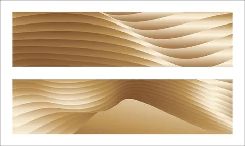 Wavy golden parallel gradient lines, ribbons, silk. Golden with shades of y.. Stock Illustration