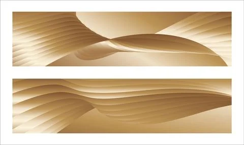 Wavy golden parallel gradient lines, ribbons, silk. Golden with shades of y.. Stock Illustration
