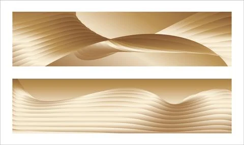 Wavy golden parallel gradient lines, ribbons, silk. Golden with shades of y.. イラスト素材