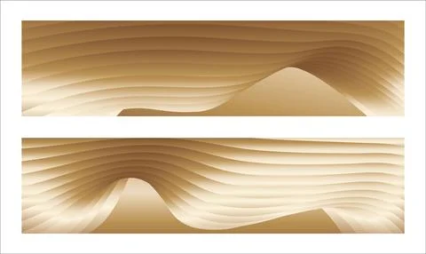 Wavy golden parallel gradient lines, ribbons, silk. Golden with shades of y.. Stock Illustration