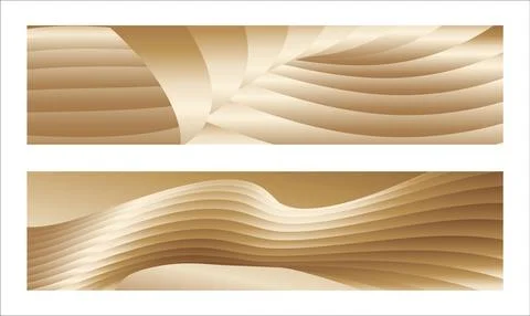Wavy golden parallel gradient lines, ribbons, silk. Golden with shades of y.. Stock Illustration