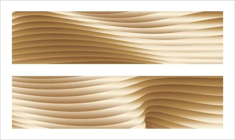 Wavy golden parallel gradient lines, ribbons, silk. Golden with shades of yellow 库存插图