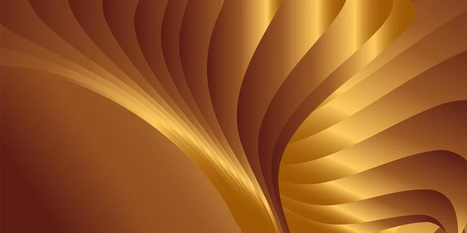 Wavy golden parallel gradient lines, ribbons, silk. Golden with shades of y.. Stock Illustration
