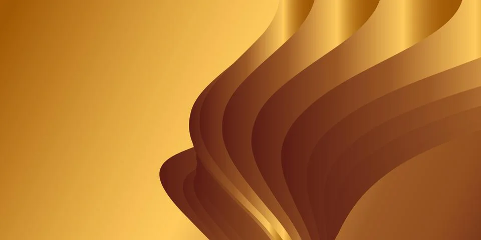 Wavy golden parallel gradient lines, ribbons, silk. Golden with shades of y.. Stock Illustration