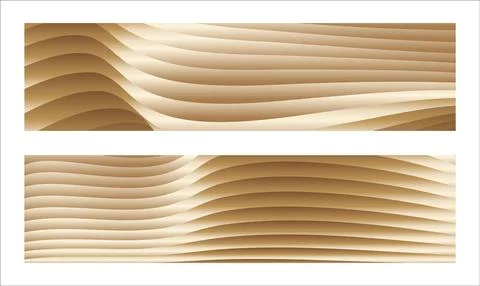 Wavy golden parallel gradient lines, ribbons, silk. Golden with shades of y.. Stock Illustration