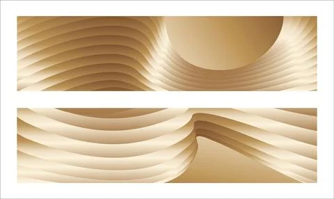 Wavy golden parallel gradient lines, ribbons, silk. Golden with shades of y.. Stock Illustration