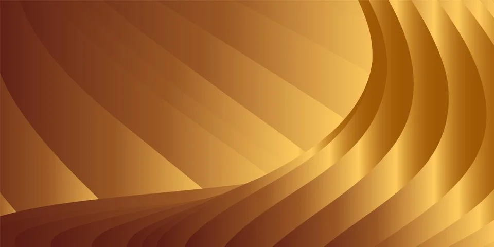 Wavy golden parallel gradient lines, ribbons, silk. Golden with shades of y.. 库存插图