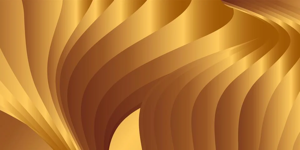 Wavy golden parallel gradient lines, ribbons, silk. Golden with shades of y.. Stockillustratie