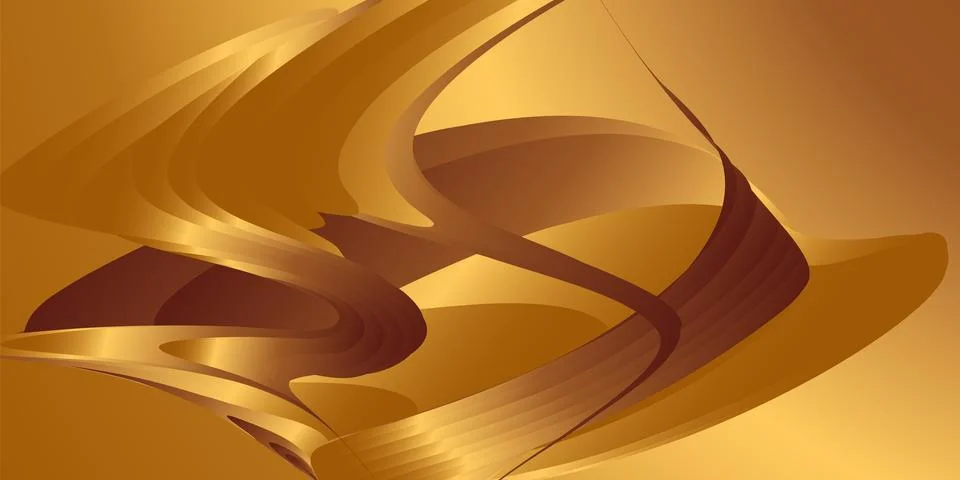Wavy golden parallel gradient lines, ribbons, silk. Golden with shades of y.. Stock Illustration