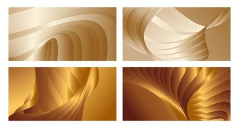 Wavy golden parallel gradient lines, ribbons, silk. Golden with shades of y.. イラスト素材