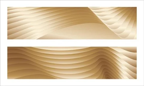 Wavy golden parallel gradient lines, ribbons, silk. Golden with shades of y.. Stock Illustration