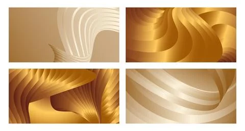 Wavy golden parallel gradient lines, ribbons, silk. Golden with shades of y.. Stock Illustration