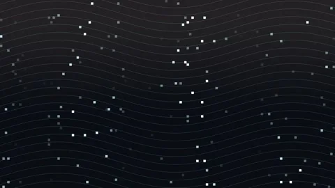 Wavy gray lines and dots ripple across textured black background Stock Footage 329009430