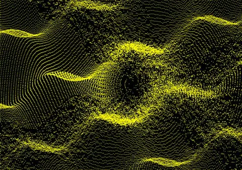 Wavy grid background. 3d abstract vector illustration with particle. Stock Illustration