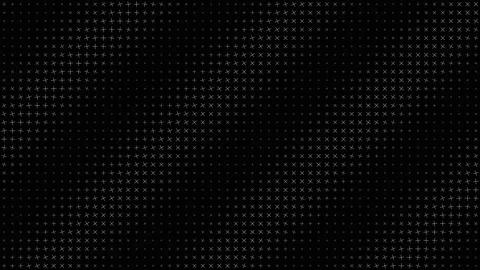 Wavy grid of digital plus signs and crosses on black background Stock Footage 335938240